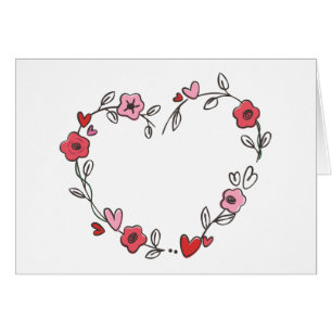 Blommigt Hjärtat och Rosa Blommor och krampanfall OBS Kort