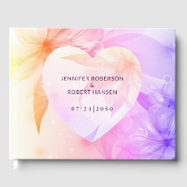 Blommigt Hjärtat Orange Lila Dewdros Bröllop Gästböcker