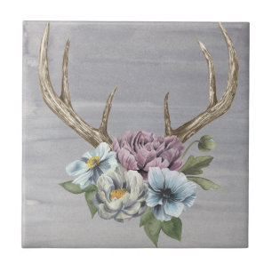 Blommigt Hjort Antlers Kakelplatta