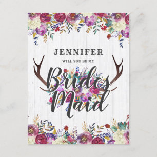 Blommigt Hjort Antlers kommer du att bli min Bride Inbjudningar