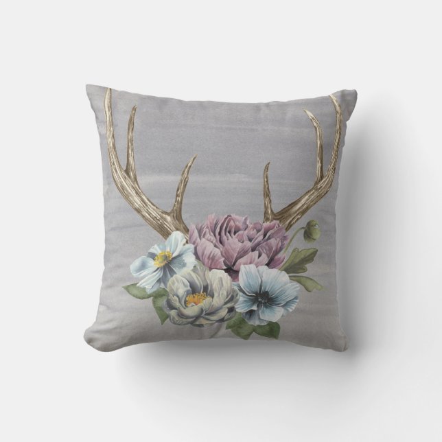 Blommigt Hjort Antlers Kudde (Framsida)