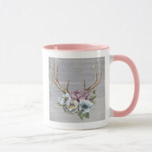 Blommigt Hjort Antlers Mugg
