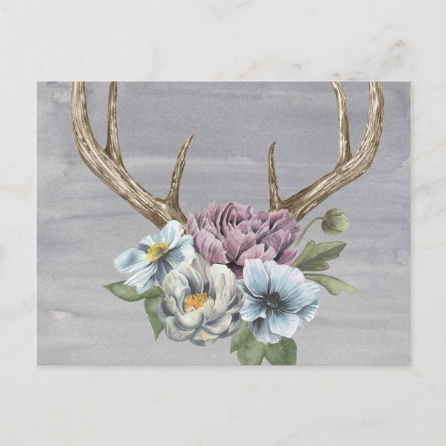 Blommigt Hjort Antlers Vykort (Framsida)