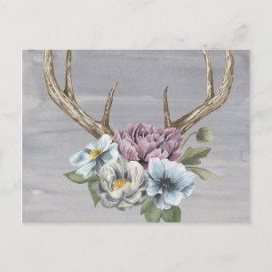 Blommigt Hjort Antlers Vykort