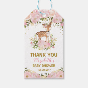  Blommigt, Hjort Babyskor Skogskädda födelsedag Presentetikett