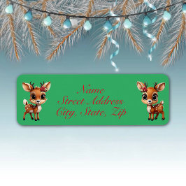 Blommigt Hjort, Blommigt Fawn, Doe, Reindeer 🦌 Gr Returadress Etikett