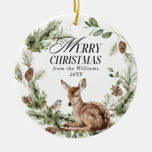 Blommigt Hjort Elegant Modern God jul Julgransprydnad Keramik