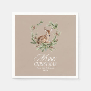 Blommigt Hjort Elegant Modern God jul Pappersservett
