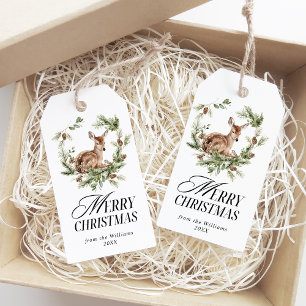 Blommigt Hjort Elegant Modern God jul Presentetikett