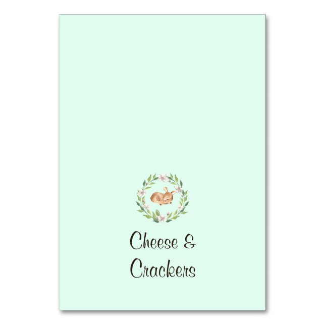 Blommigt Hjort Grönt Buffet Food Labels Bordsnummer (Framsidan)