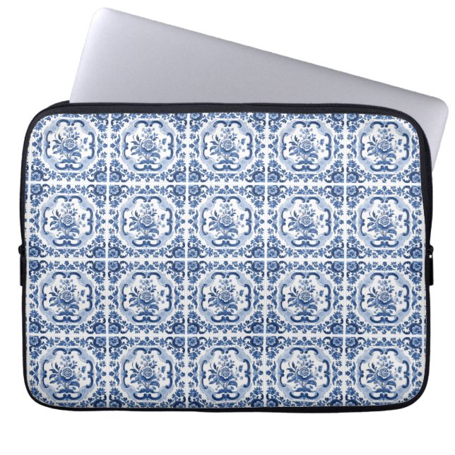 Blommigt holländska Tiles Mönster Laptop Fodral (Framsidan)