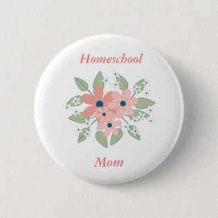 Blommigt Homeschools Rosa och Grönt Blommigt Knapp
