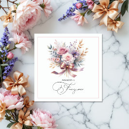 Blommigt "Hon är Finare One" Första födelsedag Par Pappersservett