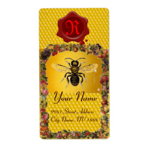 BLOMMIGT HONEY BEE,NÖTKÖPER,RÖD VAX-SÄALMONOGRAM FRAKTSEDEL