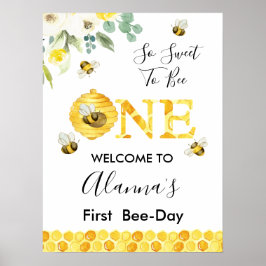 Blommigt Honung Bee First Bee Day Birthday Välkomm Poster