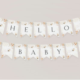 Blommigt Honung Humla Baby Shower Vimplar