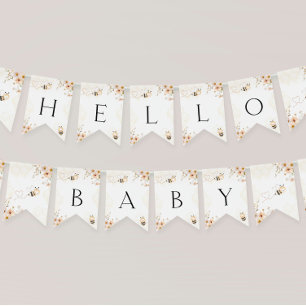 Blommigt Honung Humla Baby Shower Vimplar