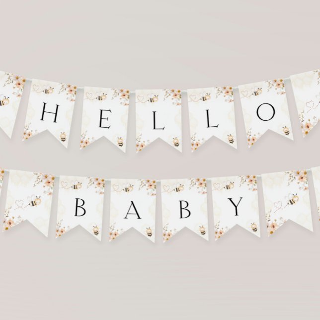 Blommigt Honung Humla Baby Shower Vimplar (Skapare uppladdad)