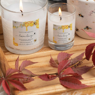 Blommigt Honungsbi Handmade Homemade Candle Fyrkantigt Klistermärke