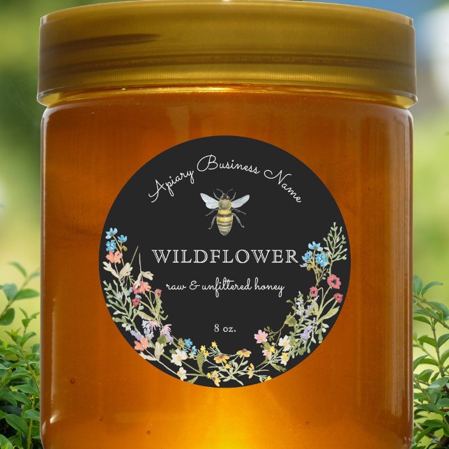 Blommigt Honungsbin Anpassningsbar Runt Klistermärke (Skapare uppladdad)