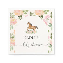 Blommigt Horse Baby Shower Napkins