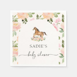 Blommigt Horse Baby Shower Napkins Pappersservett