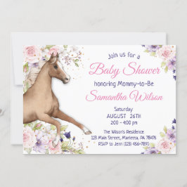Blommigt Horse Baby Shower Party Inbjudningar
