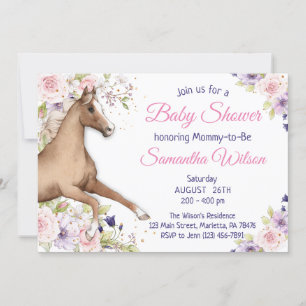 Blommigt Horse Baby Shower Party Inbjudningar