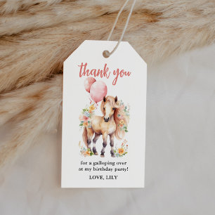 Blommigt Horse Birthday Tack Favor Presentetikett