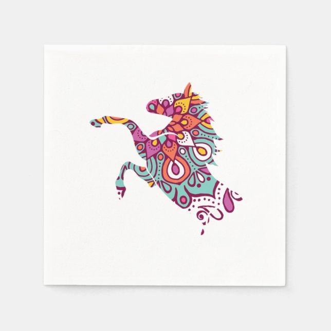 Blommigt Horse Equestrian Stable Horses Tävla Gift Pappersservett (Framsidan)