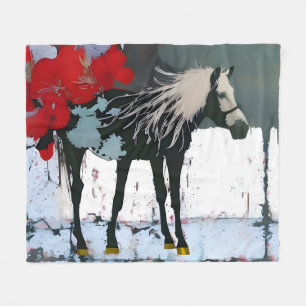 Blommigt Horse Fleece Blanket