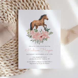Blommigt Horse Girl Baby Shower Inbjudningar