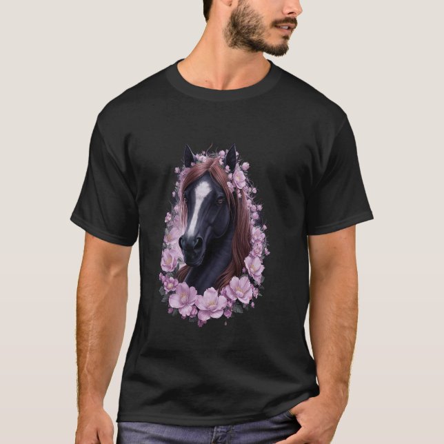 Blommigt Horse Girl  Horse Girl Kärlek T Shirt (Framsida)