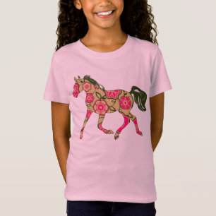 Blommigt Horse Girls Baby Doll (Passande) T-shirt