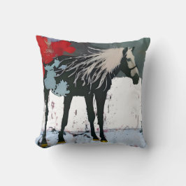 Blommigt Horse Kudde