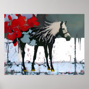 Blommigt Horse Poster