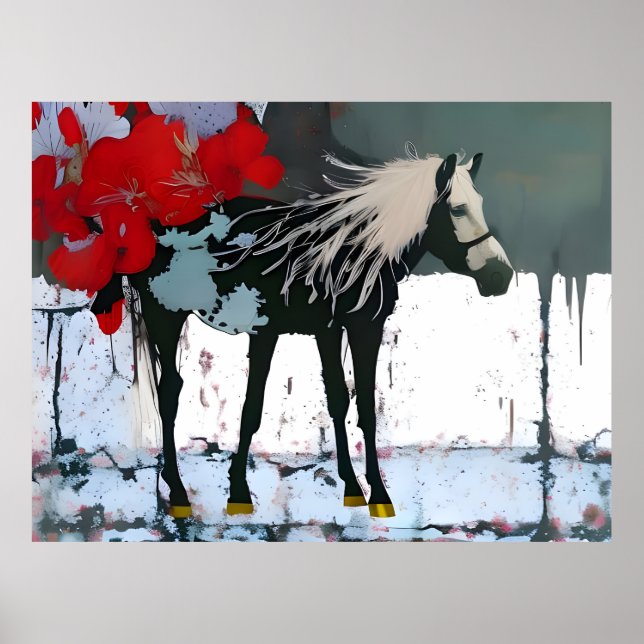 Blommigt Horse Poster (Framsidan)