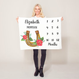 Blommigt Horseshoe Baby Milestone Fleecefilt