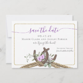 Blommigt Horseshoes Rope Save the Date with Photo Inbjudningar