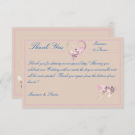 Blommigt Höst , blå och Rosa Bröllop Tack Kort