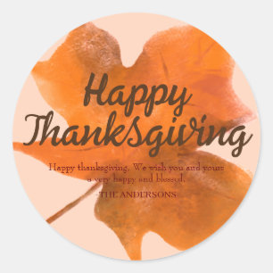 Blommigt Hösten Löv Happy thanksgiving Runt Klistermärke