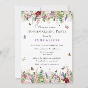 Blommigt Houseuppvärmning Party Inbjudningar