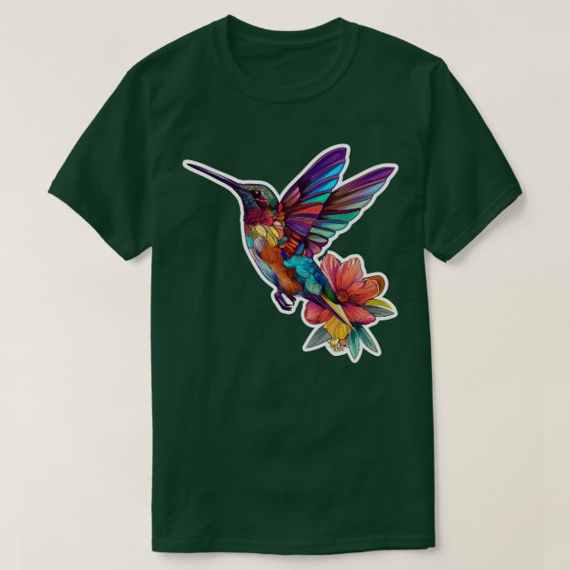 Blommigt Humming Bird T Shirt (Design framsida)