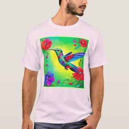 Blommigt Hummingbird Art Design T Shirt