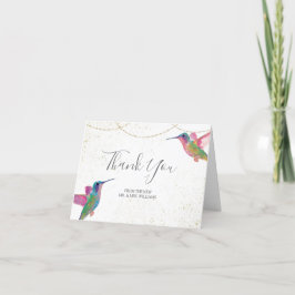 Blommigt Hummingbird Vattenfärg - Tack, kort