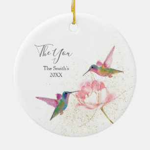 Blommigt Hummingbird Wedding Favor Ornament