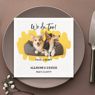 Blommigt Hund Cat Pet Photo Hund älskare Bröllop A Pappersservett