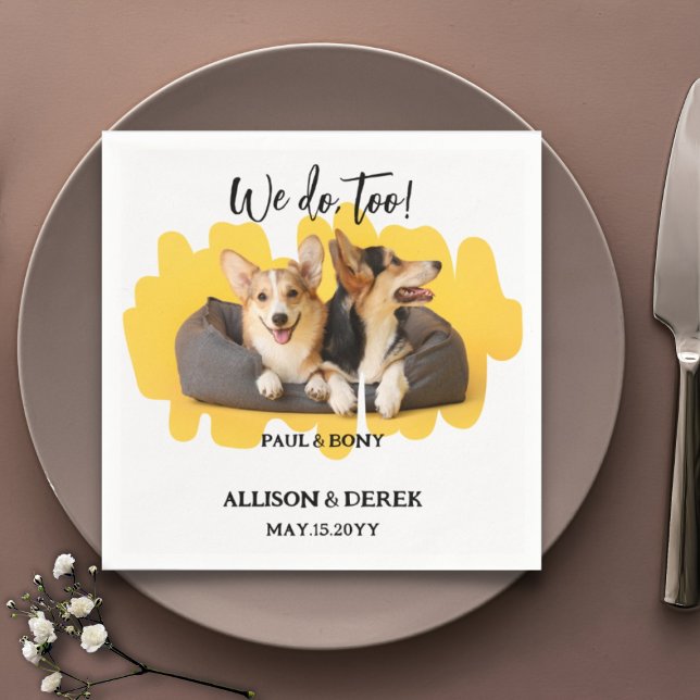 Blommigt Hund Cat Pet Photo Hund älskare Bröllop A Pappersservett (Skapare uppladdad)