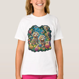"Blommigt Hund Fantasy" T-Shirt