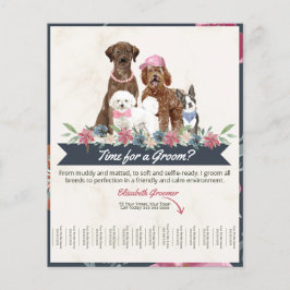 Blommigt Hund Groomer Tear Lakan Flyer